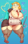 anthro big_breasts breasts cleavage clothed clothing eyewear female garter_straps glasses hand_on_hip huge_breasts legwear looking_at_viewer panties ruler solo thick_thighs thigh_highs underwear upskirt kryadrawgin nickelodeon spongebob_squarepants mrs._puff fish marine pufferfish tetraodontiform absurd_res hi_res