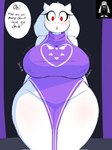3:4 anthro big_breasts blush blush_lines bovid breast_jiggle breasts caprine clothing delta_rune_(emblem) dialogue digital_media_(artwork) english_text eyelashes female floppy_ears fur gardegu goat hi_res horn jiggling mammal motion_lines nipple_outline nipples open_mouth purple_clothing purple_robe red_eyes reference_image robe slightly_chubby slightly_chubby_anthro slightly_chubby_female solo speech_bubble symbol talking_to_viewer text thick_thighs toriel undertale undertale_(series) white_body white_ears white_fur white_horn wide_hips