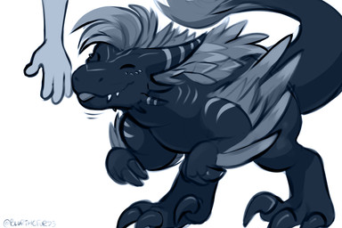 3_toes 4_fingers blep chibi digitigrade eyes_closed feathered_arms feathers feet female feral fingers horn humanoid_hands solo toes tongue tongue_out blurthefur merc_(cyberclaw) dinosaur dromaeosaurid feathered_dinosaur feathered_scalie feathered_theropod prehistoric_species reptile saurischian scalie theropod velociraptor 2025 3:2 digital_media_(artwork) hi_res