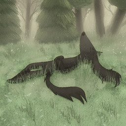 anthro big_ears black_body black_fur brown_body circle_eyebrows detailed_background eyebrows featureless_crotch fluffy fluffy_ears fluffy_tail foggy_background forest forest_background fur grass long_ears lying male male_anthro mouthless nature nature_background neutral_expression nude nude_anthro nude_male on_back on_grass on_ground plant slim slim_anthro slim_male solo tail tree iziks iziks_(character) canid canine mammal 1:1 2025 aliasing digital_media_(artwork) full-length_portrait portrait smaller_version_at_source