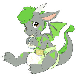 3_toes ambiguous_gender anthro baby_bottle beverage claws clean_diaper clothed clothing diaper diaper_only drinking feet finger_claws fur green_body green_fur green_markings green_wings grey_body grey_ears grey_wings head_horn holding_beverage holding_object horn markings multicolored_body pink_inner_ear simple_background sitting smile snaggle_tooth solo three-quarter_view toe_claws toes topless two_tone_body two_tone_wings wearing_diaper white_background white_claws white_finger_claws white_horn white_toe_claws white_wing_claws wing_claws wings young young_anthro bubblepuppers mythology corrin_(paradoxdragon) dragon furred_dragon furred_scalie mythological_creature mythological_scalie scalie 1:1 absurd_res full-length_portrait hi_res portrait