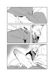 anthro biped blush clothed clothing duo erection female fur genitals male penis buta99 vanilla_(buta99) bovid caprine goat mammal absurd_res censored comic hi_res monochrome mosaic_censorship