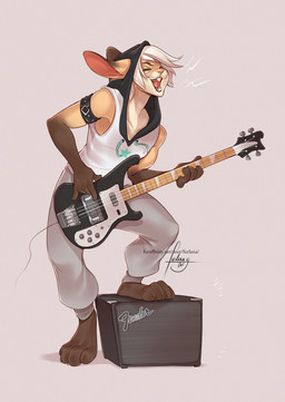 amplifier anthro bass_guitar brown_body brown_fur clothed clothing eyes_closed fur guitar hair holding_bass holding_musical_instrument holding_object hoodie male musical_instrument open_mouth plucked_string_instrument rocking_out solo step_pose string_instrument text topwear white_hair furlana fender_musical_instruments_corporation skye_chancellor lagomorph leporid mammal rabbit 2019 absurd_res artist_name digital_media_(artwork) hi_res shaded signature trans_(lore) trans_woman_(lore)