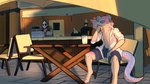 anthro coffee_cup container cup male relaxing sitting solo sunset slavanich aurele_(skelloinn1) kobold scalie 16:9 4k absurd_res hi_res widescreen