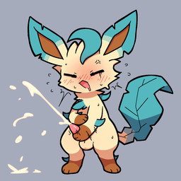 balls blush blush_lines bodily_fluids cross-popping_vein cum cum_on_ground cumshot drooling ears_up ejaculation emanata erection eyes_closed feral flying_sweatdrops fur genital_fluids genitals gloves_(marking) green_body grey_background hand_on_penis leaf leaf_ears leaf_tail leg_markings male markings masturbation motion_lines open_mouth paws penis raised_tail saliva simple_background socks_(marking) solo standing stroking_penis sweat sweatdrop tail tan_body tan_fur tapering_penis tuft plumflavor nintendo pokemon eeveelution generation_4_pokemon leafeon pokemon_(species) 1:1 2025 digital_media_(artwork) hi_res shaded simple_shading