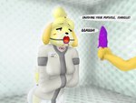 anthro bdsm bodily_fluids bondage bound dialogue diaper female food gag name_tag open_mouth_gag padded_room popsicle restraints solo straitjacket tears padlockedpadding animal_crossing nintendo isabelle_(animal_crossing) canid canine canis domestic_dog mammal shih_tzu toy_dog