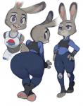 2018 4_toes anthro basketball big_butt big_ears bottomwear breasts butt clothed clothing conto cosplay crossover disney feet female fully_clothed fur glistening glistening_clothing grey_body grey_fur hi_res hindpaw judy_hopps lagomorph leporid long_ears looking_at_viewer looking_back looney_tunes mammal medium_breasts multiple_poses navel open_mouth pawpads paws pink_nose pink_pawpads pose purple_eyes rabbit shirt short short_tail shorts simple_background smile solo space_jam tail tank_top teeth thick_thighs toes topwear warner_brothers white_background wide_hips zootopia