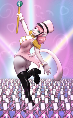 anthro armwear boots breasts clothed clothing dancing female footwear hair hat headgear headwear high_heeled_boots high_heels legwear nutcracker shoes simple_background solo staff tail thigh_boots thigh_highs androidz hunnie_(marplecat) felid feline felis mammal digital_media_(artwork) hi_res
