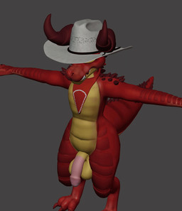 anthro balls becoming_erect clothing cowboy cowboy_hat cowboy_outfit erection flaccid genitals glans half-erect hat headgear headwear humanoid_genitalia humanoid_penis humor male penis solo t-pose throbbing throbbing_penis henryisraptor fallout microsoft henry_(henrycharizardboi) deathclaw lizard reptile scalie 2025 3d_(artwork) 3d_animation animated blender_(artwork) digital_media_(artwork)