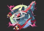 ambiguous_gender black_background red_eyes simple_background solo dragonith fakemon nintendo pokemon generation_3_pokemon mega_evolution metagross pokemon_(species)