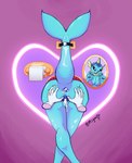 anthro anus big_breasts big_butt bikini black_sclera blue_anus blue_body blue_pussy blue_scales bodily_fluids breasts butt clothing cum cum_in_ass cum_in_pussy cum_inside disembodied_hand eyelashes female fish_tail genital_fluids genitals gesture glory_wall grey_eyes hand_gesture neon neon_lights nipple_outline nude pawpads purple_background purple_bikini purple_clothing purple_swimwear pussy rear_view scales simple_background solo spread_pussy spreading swimwear thick_thighs through_wall two-piece_swimsuit v_sign wide_hips msgoopyxxx nintendo pokemon eeveelution generation_1_pokemon pokemon_(species) vaporeon hi_res
