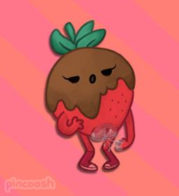 black_eyes bodily_fluids candy chocolate chocolate_covered clitoris clothing darkened_vulva dessert excessive_vaginal_fluids eyelashes female food footwear fruit genital_fluids genitals half-closed_eyes knee_highs knee_socks knock-kneed leaf leaf_hair legwear looking_pleasured masturbation narrowed_eyes not_furry pattern_background plant plant_hair plump_labia pseudo_hair shoes simple_background slippers socks solo standing strawberry striped_background vaginal vaginal_fluid_string vaginal_fluids vaginal_fluids_on_hand vaginal_fluids_on_vulva vaginal_masturbation vulva pincoosh adventure_time cartoon_network chocoberry elemental_creature flora_fauna food_creature living_fruit waddling_head digital_media_(artwork) signature
