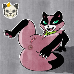 anthro anus bedroom_eyes black_body black_fur bodily_fluids claws clothing fangs feet female fluffy fluffy_chest fur genital_fluids genitals lying narrowed_eyes nipples on_back paws pink_body pink_fur presenting presenting_vulva scarf seductive soles solo tail teasing teeth thick_thighs vaginal_fluids vulva wide_hips kingkuraselache cartoon_network mao_mao:_heroes_of_pure_heart tanya_keys canid canine mammal raccoon_dog tanuki 1:1 hi_res