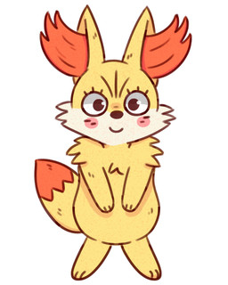 ambiguous_gender blush blush_lines brown_eyes dipstick_tail eyelashes featureless_crotch feral fur inner_ear_fluff looking_at_viewer markings orange_body orange_fur paws simple_background smile solo tail tail_markings tan_body tan_fur tuft yellow_body yellow_fur se1t nintendo pokemon canid canine fennekin generation_6_pokemon mammal pokemon_(species) 2026 4:5 hi_res