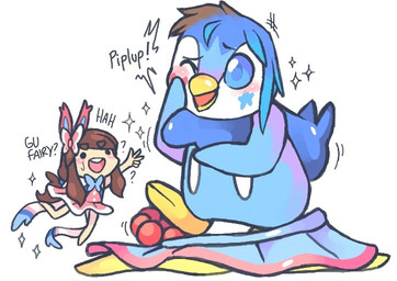 accessory avian_feet beak blue_body blue_feathers blue_hair blush brown_hair clothed clothing discarded_clothing duo feathers female feral flipper_hands flippers hair hair_accessory heart_(marking) loss_of_speech markings mid_transformation one_eye_closed open_mouth pokemon_speak shrinking simple_background size_difference size_transformation sparkles star_(marking) toony toony_eyes transformation white_background white_body white_feathers g00drah nintendo pokemon avian bird eeveelution fairy generation_4_pokemon generation_6_pokemon human mammal penguin piplup pokemon_(species) sylveon