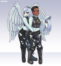 anthro clothing duo genitals latex latex_clothing latex_skinsuit makeup male penis penis_grab selfcest skinsuit square_crossover suit suiting tight_clothing transformation metiore goodbye_volcano_high ko_op_(game_developer) fang_(gvh) human mammal prehistoric_species pterosaur reptile scalie absurd_res hi_res nonbinary_(lore)