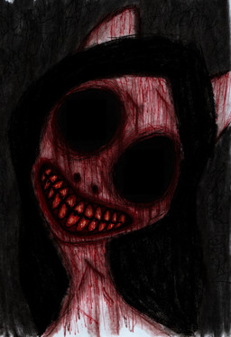 anthro bilemirth blood blood_on_face bodily_fluids empty_eye_sockets female gore horror_(theme) ink looking_at_viewer nightmare_fuel simple_background smile smiling_at_viewer solo textured_background wounded unhappy893 hasbro my_little_pony equid equine horse mammal pony 2025 absurd_res charcoal_(artwork) detailed digital_drawing_(artwork) digital_media_(artwork) hi_res traditional_media_(artwork)