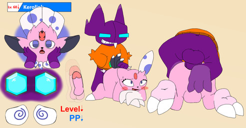 3_toes ambiguous_gender anal anal_penetration anthro attribute_theft balls blue_eyes blush claws clothing countershade_feet countershading devolution duo expressions fangs feathers feet fur genitals genitals_shrinking hypnosis jewelry level_drain level_number male male/male mind_control open_mouth orange_clothing orange_sweater orange_topwear paws penetration penis penis_shrinking pink_body pink_fur pink_soles plantigrade pokemorph purple_eyes questionable_consent shortstack simple_background size_theft smile smirk soles spiral spiral_eyes surprised sweater tail teeth toe_claws toes toothy_grin topwear two_tone_feet two_tone_paws wrinkled_feet wrinkles yellow_background secretsableye nintendo pokemon fan_character kerolink sabes generation_2_pokemon generation_3_pokemon generation_4_pokemon ghost pokemon_(species) sableye sneasel spirit weavile digital_media_(artwork) flat_colors full-length_portrait half-length_portrait headshot_portrait hi_res multiple_scenes portrait