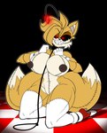 2_tails anthro areola big_breasts black_nose black_sclera breasts brown_areola brown_nipples cheek_tuft clothing collar dipstick_tail facial_tuft featureless_crotch female footwear front_view fur gloves handwear head_tuft huge_breasts kneeling leash leashed_collar legwear looking_at_viewer markings mostly_nude multi_tail navel nipples plushie red_clothing red_eyes red_footwear red_shoes seam_(sewing) sharp_teeth shoes smile solo stitch_(sewing) tail tail_markings teeth thick_thighs thigh_highs tuft white_body white_clothing white_fur white_gloves white_handwear white_legwear white_thigh_highs wide_hips yellow_body yellow_fur blindstash creepypasta sega sonic_the_hedgehog_(series) tails_doll animate_inanimate living_plushie absurd_res hi_res