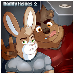 anthro border brown_body brown_fur buckteeth clothing duo fur gesture green_eyes hand_gesture inside looking_at_viewer male muscular muscular_anthro muscular_male orange_eyes shirt t-shirt tan_body tan_fur teeth text tongue tongue_out topwear v_sign white_body white_border white_fur aaron_(artist) dillon_(aaron) mathew_porter bear lagomorph leporid mammal rabbit ursine comic cover cover_art cover_page digital_media_(artwork) english_text hi_res father_(lore) father_and_child_(lore) father_and_son_(lore) parent_(lore) parent_and_child_(lore) parent_and_son_(lore) son_(lore)