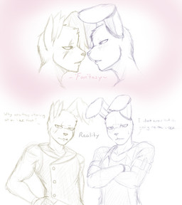 anthro athletic athletic_anthro athletic_male blush bodily_fluids clothing crossed_arms dialogue duo hand_on_hip jacket male male/male scar standing sweat text topwear vest nukde five_nights_at_freddy's five_nights_at_freddy's_3 scottgames bonnie_(fnaf) springtrap_(fnaf) lagomorph leporid mammal rabbit 2015 english_text monochrome sketch