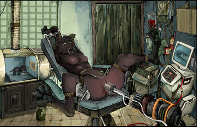 anthro artificial_insemination bound breasts breeding_slave detailed_background discomfort dripping feet female forced forced_impregnation fuck_bench fucking_machine fur gag genitals hands_above_head hospital impregnation incubation incubator internal internal_vaginal iv_bag iv_drip iv_pole laboratory legs_tied machine multi_breast neonate pawpads paws penetration questionable_consent raised_arm rape ring_gag sex soles solo test_subject toes vaginal vaginal_penetration vulva young jeffusherb canid canine mammal hi_res