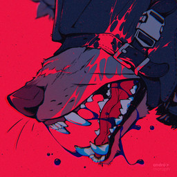 ambiguous_gender angry anthro blood blood_on_face bodily_fluids close-up clothing dangerous headgear headwear hungry liquid mouth_shot open_mouth red_background saliva saliva_string simple_background solo teeth threatening tongue andre_moraph canid canine canis mammal wolf 1:1 2025 colored digital_drawing_(artwork) digital_media_(artwork) film_grain hi_res shaded signature