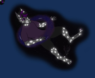 anthro clothed clothed_anthro clothing collar colored_nails cosmic_background femboy floating hair highlights_(coloring) male nails purple_eyes purple_hair solo space space_background lyrical_impressions_(artist) canid canine canis dalmatian domestic_dog mammal alpha_channel hi_res