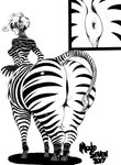 2017 anatomically_correct anatomically_correct_anus anus big_butt breasts butt centaur comic cutaway equid equid_taur equine equine_anus equine_taur erect_nipples european_mythology eyelashes female greek_mythology grin hair heart_symbol hi_res hooves huge_butt humanoid_pointy_ears humanoid_taur line_art lips looking_back mammal mammal_taur modeseven monochrome mythology nipples nude presenting presenting_hindquarters puffy_anus short_hair simple_background smile solo speech_bubble striped_body striped_skin stripes taur teeth white_background zebra zebra_taur