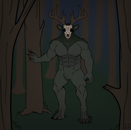 abs anthro antlers arm_tuft big_muscles big_pecs biped blurred_background bone chest_tuft claw_marks claws crotch_tuft digitigrade forest front_view fur grass grey_body holidays horn inner_ear_fluff male muscular muscular_anthro muscular_male pecs plant shoulder_tuft skull skull_head solo standing tree tuft c4r4 american_mythology halloween indigenous_north_american_mythology mythology north_american_mythology deerhead_(c4r4) monster wendigo 2025 absurd_res digital_drawing_(artwork) digital_media_(artwork) full-length_portrait hi_res portrait signature