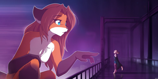 anthro armor band-aid bandage bandage_on_face bandage_on_nose barefoot black_body black_fur blue_eyes breasts brown_hair cape chest_tuft claws clothed clothing detailed_background digitigrade duo ear_tuft featureless_breasts feet female finger_claws fur gesture gloves_(marking) hair hand_gesture hologram kneeling looking_at_another macro male markings movie_reference nude orange_body orange_fur outside pauldron pointing pointing_at_another small_breasts standing tail tan_body tan_fur tan_hair tuft white_body white_fur conditional_dnp tom_fischbach blade_runner blade_runner_2049 twokinds keith_keiser laura_(twokinds) basitin canid canine canis fox keidran mammal red_fox true_fox 2023 absurd_res adobe_photoshop_(artwork) colored digital_media_(artwork) hi_res