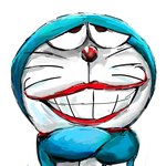 anthro blue_body blue_fur collar crossed_arms front_view fur lips machine male open_mouth open_smile red_collar red_lips red_nose simple_background smile smiling_at_viewer solo standing teeth whiskers white_background white_body white_fur mt_tg doraemon the_laughing_salesman doraemon_(character) domestic_cat felid feline felis mammal robot 1:1 2017 shaded