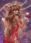 5_fingers anthro blurred_background breasts brown_body brown_fur brown_hair clothed clothing container cup dress drinking_glass ear_piercing evening_gown eyelashes female fingerless_(marking) fingers fur furgonomics glass glass_container glass_cup gloves_(marking) hair holding_glass holding_object inner_ear_fluff light long_hair looking_at_viewer looking_back looking_back_at_viewer markings narrowed_eyes open_mouth piercing pink_inner_ear pose red_clothing red_dress red_evening_gown scut_tail short_tail smile smiling_at_viewer solo spots spotted_body spotted_fur string_lights tail tan_body tan_fur tan_inner_ear_fluff text tongue translucent translucent_clothing tuft underwear white_body white_fur wine_glass imanika eri_(feral.) deer mammal 2022 artist_name digital_media_(artwork) english_text lighting shaded soft_shading watermark