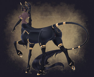 anus areola armwear big_butt black_hair breasts butt clitoris clitoris_piercing clothing curvy_figure ear_piercing elbow_gloves female genital_piercing genitals gloves gold_(metal) gold_hooves gold_jewelry hair handwear hooves horn hourglass_figure jewelry jewelry_only long_hair looking_at_viewer looking_back looking_back_at_viewer nipples nude piercing ponytail raised_tail small_waist solo tail tail_anus vulva yellow_eyes wmdiscovery93 european_mythology greek_mythology mythology nia_(slithice_cultist) centaur equid equid_taur equine humanoid_taur mammal mammal_taur mythological_creature mythological_equine taur unicorn unicorn_taur distracting_watermark hi_res watermark