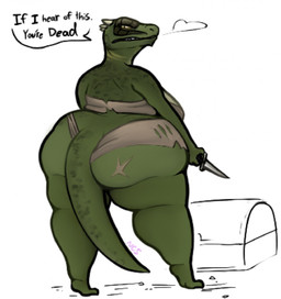 angry anthro bandeau barefoot big_breasts big_butt breasts butt butt_scar chest_(container) clothed clothing container countershade_torso countershading dagger dark_body dialogue feet female green_body green_scales holding_dagger holding_melee_weapon holding_object holding_weapon horn huge_breasts huge_butt knife looking_back melee_weapon narrowed_eyes non-mammal_breasts obese obese_anthro obese_female overweight overweight_anthro overweight_female partial_speech_bubble pupils rags rear_view scales scar sigh skimpy slit_pupils solo standing teeth text thick_thighs topwear torn_clothing treasure_chest weapon wide_hips x_scar yellow_sclera ncs bethesda_game_studios microsoft skyrim the_elder_scrolls deeja argonian scalie 2021 english_text full-length_portrait hi_res portrait