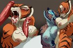 angry anthro big_breasts big_penis blue_eyes bodily_fluids breast_lick breast_play breasts clenched_teeth cum cum_in_mouth cum_inside cum_on_breasts fangs female female/female forced fur genital_fluids genitals group impersonation licking male male/female open_mouth orange_body orange_fur penis penis_on_face rape sex sweat teeth titfuck tongue tongue_out trio uvula inker_comics dreamworks kung_fu_panda chameleon_(kung_fu_panda) master_po_ping master_tigress bear felid giant_panda mammal pantherine tiger absurd_res hi_res