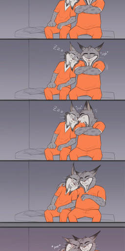 anthro bottomwear clothing crossed_arms duo fur licking male male/male nipples orange_bottomwear orange_clothing orange_pants orange_shirt orange_topwear pants prison prison_cell prison_uniform prisoner prisoner_shirt shirt tail tongue topwear white_clothing white_shirt white_topwear pohsuan_lin disney zootopia milton_lynxley pawbert_lynxley canada_lynx felid feline lynx mammal 2025 comic digital_media_(artwork) hi_res father_(lore) father_and_child_(lore) father_and_son_(lore) parent_(lore) parent_and_child_(lore) parent_and_son_(lore) son_(lore)