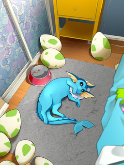 3_toes ambiguous_feral ambiguous_gender bed bedroom black_nose black_sclera blue_body blue_fin blue_pawpads blue_tail bowl closed_frown container digitigrade duo ear_fins egg end_table feet feral fin frill_(anatomy) frown furniture grabbing_sheets kibble lying mouth_closed neck_frill on_bed on_side pawpads pet_bowl pokemon_egg quadruped rug solo_focus tail tail_fin tan_fin toes traumatized white_eyes wide_eyed khyleri nintendo pokemon aquatic eeveelution gardevoir generation_1_pokemon generation_3_pokemon pokemon_(species) shiny_pokemon vaporeon absurd_res hi_res