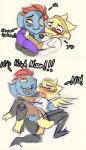 anthro clothed clothing cosplay dialogue duo female text inuki blizzard_entertainment overwatch undertale undertale_(series) alphys mercy_(overwatch) moira_(overwatch) undyne fish lizard marine reptile scalie 2018 english_text