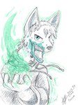 2023 absurd_res anthro blue_eyes clothing conchobhar domestic_cat drawstring felid feline felis gore graphite_(artwork) hi_res magic_user male mammal marker_(artwork) pencil_(artwork) robe scottderg simple_background solo starwarriors teeth teeth_showing traditional_media_(artwork) white_background