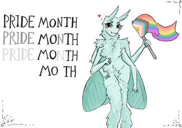 4_arms ambiguous_gender antennae_(anatomy) anthro fluffy heart_symbol lgbt_pride looking_at_viewer multi_arm multi_limb pride_color_flag pride_colors progress_pride_colors solo text ellathefoxy fan_character arthropod insect lepidopteran moth english_text hi_res