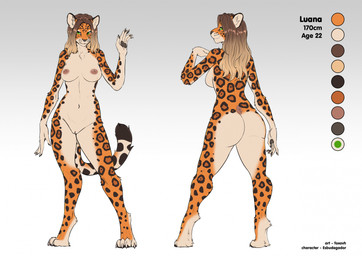 4_toes 5_fingers anthro areola arm_markings bedroom_eyes big_breasts big_butt biped black_eyebrows black_markings black_spots black_tail_tip black_text breasts brown_areola brown_hair brown_markings brown_nipples brown_spots butt chest_tuft claws closed_smile countershade_arms countershade_face countershade_feet countershade_fur countershade_legs countershade_neck countershade_tail countershade_torso countershading curvy_figure digitigrade dipstick_tail eyebrows facial_markings feet female female_anthro finger_claws fingerpads fingers foot_markings front_and_back front_view fur fur_markings genitals gradient_background gradient_hair green_eyes grey_background grey_nose grey_pawpads hair handpaw head_markings hip_markings humanoid_genitalia humanoid_hands humanoid_vulva inner_ear_fluff iris leg_markings long_hair looking_at_viewer looking_back looking_back_at_viewer markings mouth_closed multicolored_body multicolored_fur multicolored_hair multicolored_tail multiple_poses narrowed_eyes navel nipples nude nude_anthro nude_female orange_body orange_ears orange_fur orange_tail pawpads paws pose pupils rear_view seductive shoulder_markings simple_background smile smiling_at_viewer solo spots spotted_body spotted_fur spotted_markings spotted_tail standing tail tail_markings tan_hair text toe_claws toes tuft vulva white_background white_body white_breasts white_claws white_countershading white_fur white_inner_ear white_inner_ear_fluff white_sclera white_tail white_tuft foxovh felid feline jaguar mammal pantherine 2025 artist_name character_name digital_drawing_(artwork) digital_media_(artwork) full-length_portrait hi_res model_sheet pinup portrait