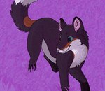 ambiguous_gender black_body black_fur brown_body brown_fur digitigrade feral fur grass green_eyes paws pink_inner_ear pink_nose plant purple_background purple_grass raised_tail simple_background snout solo tail walking white_body white_fur sebdoggo canid canine fox mammal 2013 aliasing cel_shading digital_drawing_(artwork) digital_media_(artwork) low_res microsoft_paint_(artwork) shaded