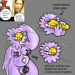 after_transformation anthro beak blush breasts chastity_bulge chastity_device featureless_breasts gynomorph inflatable intersex lock_bulge lock_symbol malleable_body nozzle nozzle_on_belly null_bulge onomatopoeia pasties pooltoy_transformation snap solo sound_effects spiral spiral_eyes squeaking struggling text wearing_chastity_device ishitmypants my_child_will_type_amen animate_inanimate avian bird living_inflatable living_pool_toy parrot 1:1 english_text meme herm_(lore)