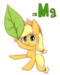 2015 4:5 applejack_(mlp) clothing earth_pony english_text equid equine female feral friendship_is_magic green_eyes hasbro hat headgear headwear horse joycall3 leaf magnesium_(element) mammal my_little_pony pony simple_background solo tail text white_background