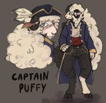 2021 alternative_fashion anthro biped bovid caprine captainpuffy character_name cloven_hooves digital_drawing_(artwork) digital_media_(artwork) dream_smp english_text feathers feet female fluffy fur grey_background guakamole_boi hair hand_on_hip hi_res hooves j-fashion mammal ouji_(fashion) pirate pirate_hat sheep simple_background solo standing text white_hair wool_(fur)