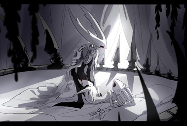 anthro arch_position arched_back armor bed bedroom between_legs black_body black_eyes black_fluid black_leaves blush bodily_fluids bottomless breath cape clothed clothing dramatic_lighting duo female female_on_top female_penetrated from_front_position furniture genital_fluids grabbing_sheets kneeling leaf leg_grab looking_up male male/female male_on_bottom male_penetrating male_penetrating_female nude nude_anthro on_bottom on_top parent_incest pauldron penetration sex shaking spikes straddling thigh_grab tremble_lines tremble_spikes trembling vaginal vaginal_fluids vaginal_penetration white_armor white_body white_cape white_clothing white_curtains white_head white_pauldron white_sheets oxide_cat hollow_knight_(franchise) team_cherry hollow_knight_(character) pale_king_(hollow_knight) pure_vessel_(hollow_knight) arthropod arthropod_taur insect insect_taur taur vessel_(species) 2025 digital_media_(artwork) hi_res shaded father_(lore) father_and_child_(lore) incest_(lore) nonbinary_(lore) parent_(lore) parent_and_child_(lore)