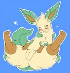 female feral genitals heart_symbol presenting presenting_pussy pussy sitting solo spreading wakasumire nintendo pokemon eeveelution generation_4_pokemon leafeon pokemon_(species)