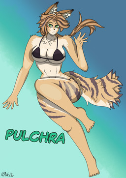 anthro big_butt bikini butt clothing female looking_at_viewer midriff pose solo suggestive swimwear tail thick_thighs triangle_bikini two-piece_swimsuit wide_hips noctiv mihoyo zenless_zone_zero pulchra_fellini felid feline mammal absurd_res hi_res pinup