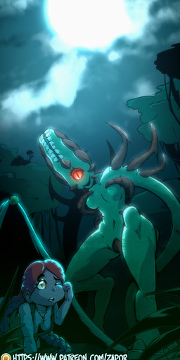 anthro body_horror breasts duo female head_mouth monster_girl_(genre) nightmare_fuel nipples one_eye_closed red_eyes smile teeth zapor666 cyclops human humanoid mammal monster unknown_species 2019 6:13 absurd_res digital_media_(artwork) hi_res